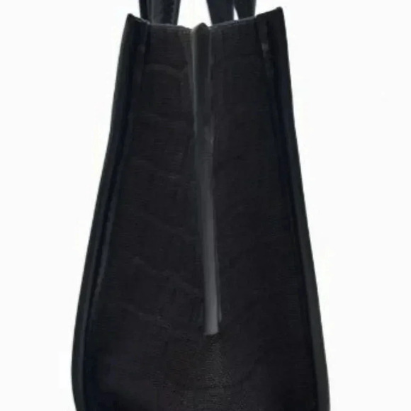 Zara | Black Mock Croc Mini Tote Bag/Faux Leather  and Fabric Satchel - Picture 5 of 15